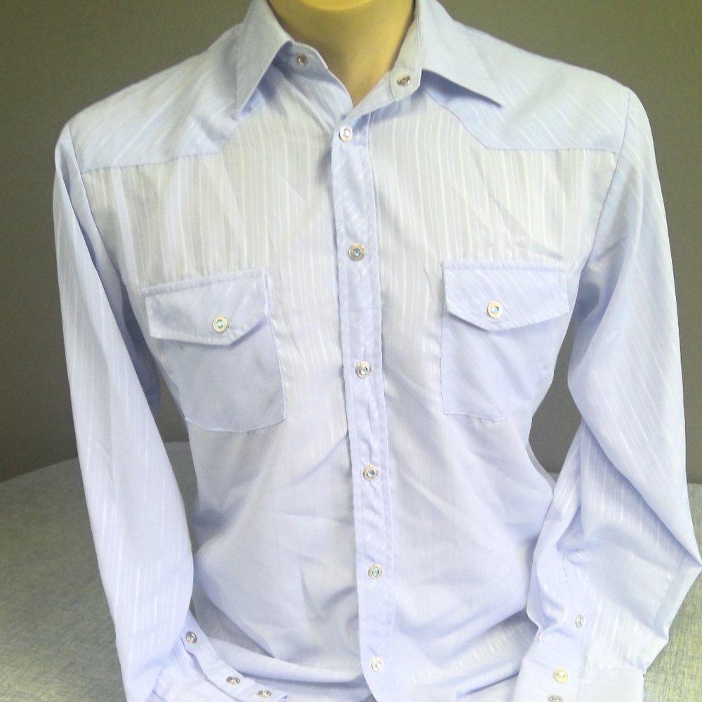 Vintage Liquid Western Shirt Pearl Snap Striped Medium